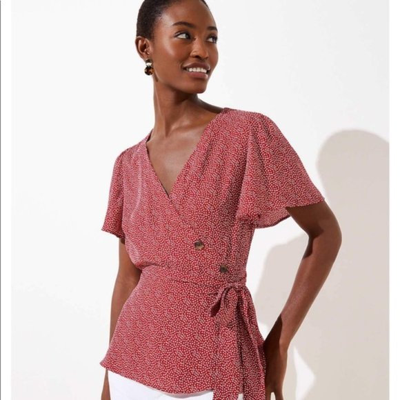 Loft Floral Button Down Wrap Top - Picture 3 of 4